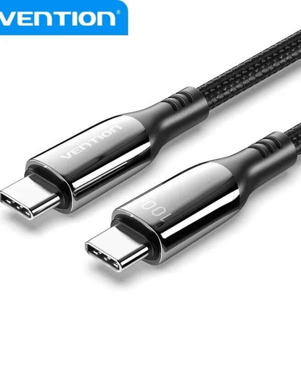 Vention Braided USB 2.0 Cable USB-C male - USB-C 100W PD Μαύρο 1.2m CTKBAV