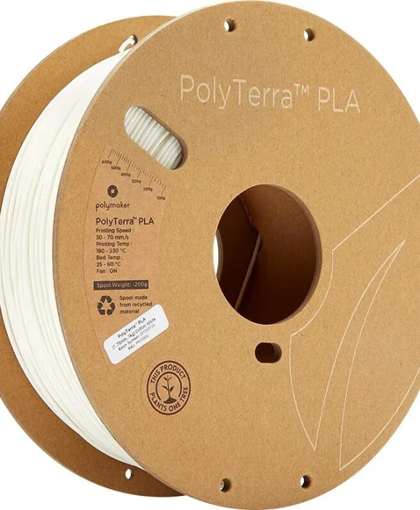 Polymaker Polyterra PLA 3D Printer Filament 1.75mm Cotton White 1kg 1τμχ (Spool) PM70822