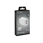 SBS Φορτιστής Χωρίς Καλώδιο με 2 Θύρες USB-C 20W Power Delivery Λευκός TETRPD20CCW - Image 2