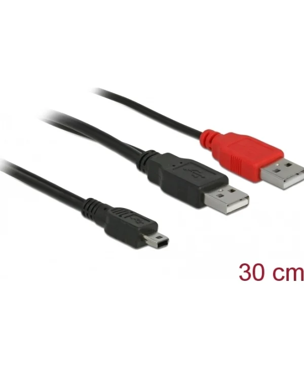 DeLock USB 2.0 Cable mini USB-B male - 2x USB-A male 0.3m (83178)