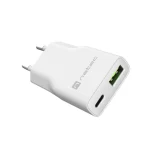 Natec Φορτιστής Χωρίς Καλώδιο GaN με Θύρα USB-A και Θύρα USB-C 20W Power Delivery Λευκός (NUC-2376)