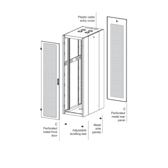 Steel Επιδαπέδια Καμπίνα Rack 42U Γκρι STEEL-42U6010BL-PRF-FP STEEL-42U8010BL-PRF-FP