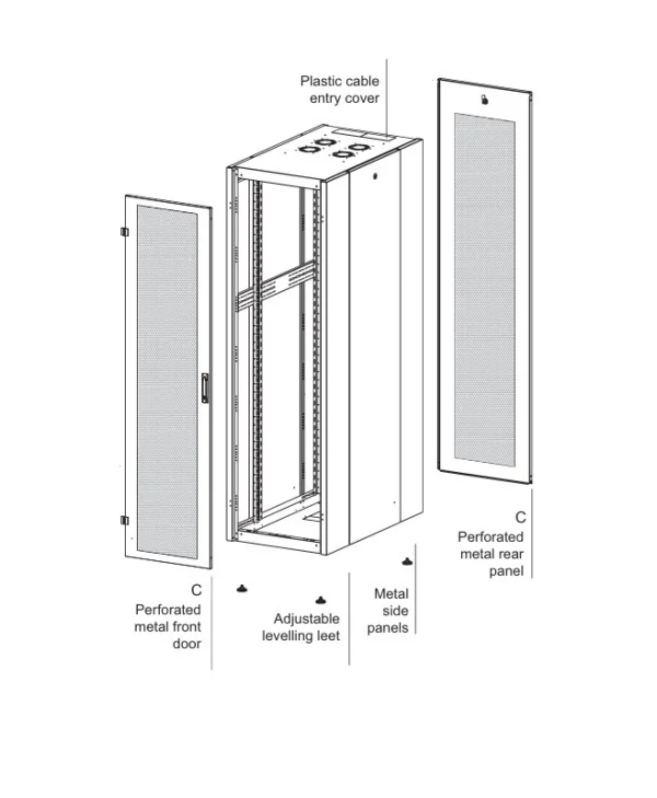 Steel Επιδαπέδια Καμπίνα Rack 42U Γκρι STEEL-42U6010BL-PRF-FP STEEL-42U8010BL-PRF-FP
