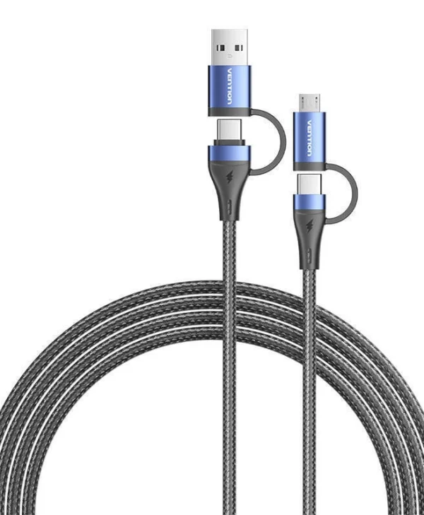 Vention Braided USB to Type-C / micro USB Cable 3A Μαύρο 1m CTLLH CTLLF