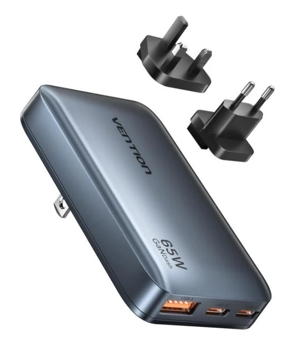 Vention Φορτιστής Χωρίς Καλώδιο GaN με Θύρα USB-A και 2 Θύρες USB-C 65W Power Delivery Γκρι (FCBH0)