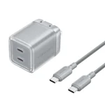 Vention Φορτιστής GaN με 2 Θύρες USB-C και Καλώδιο USB-C - USB-C 30W Power Delivery Γκρι (FCEH0-EU) TZ-FCFH0-EU