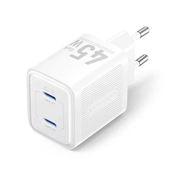 Vention Φορτιστής Χωρίς Καλώδιο GaN με 2 Θύρες USB-C 45W Power Delivery Λευκός (FCFW0-EU) TZ-FCFW0-EU