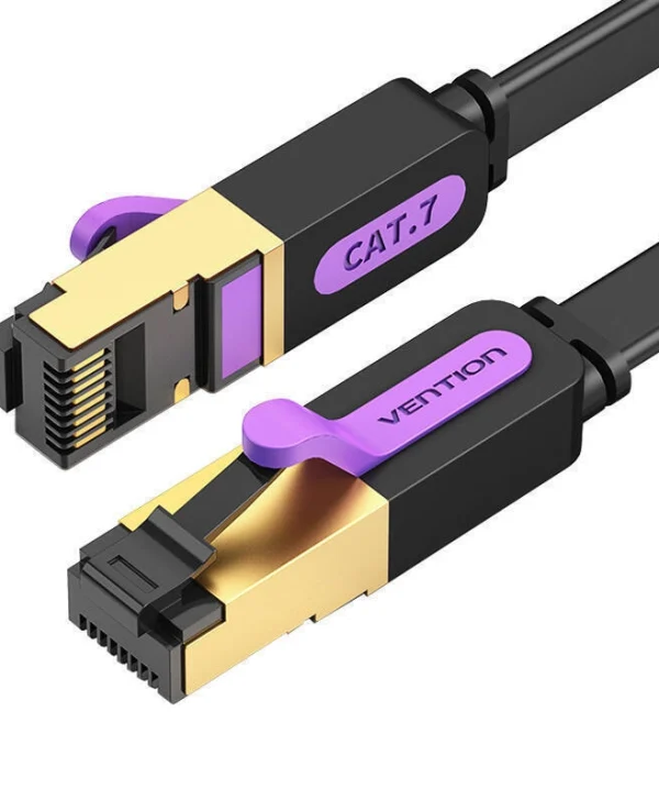 Vention Flat U/UTP Cat.7 (10Gbps) Καλώδιο Δικτύου Ethernet 0.5m Μαύρο ICABD