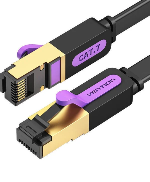 Vention Flat U/UTP Cat.7 (10Gbps) Καλώδιο Δικτύου Ethernet 1m Μαύρο ICABF