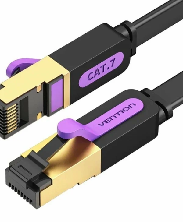 Vention Flat U/UTP Cat.7 (10Gbps) Καλώδιο Δικτύου Ethernet 1.5m Μαύρο ICABG