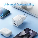 Vention Φορτιστής Χωρίς Καλώδιο GaN με Θύρα USB-A και Θύρα USB-C 70W Ροζ (FCGP0-EU) TZ-FCGP0-EU - Image 2