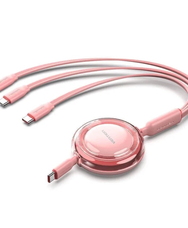 Vention Retractable USB to Type-C / Lightning Cable 5A Ροζ 1.1m TRKPBE
