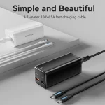 Vention Φορτιστής GaN με 2 Θύρες USB-A και 2 Θύρες USB-C και Καλώδιο USB-C - USB-C 100W Power Delivery / Quick Charge 3.0 Μαύρος (FBSBG-EU) - Image 6