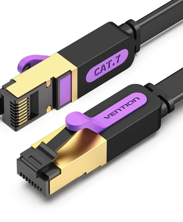 Vention Flat Cat.7 (10Gbps) Καλώδιο Δικτύου Ethernet 10m Μαύρο ICABL