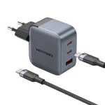 Vention Φορτιστής Χωρίς Καλώδιο GaN με Θύρα USB-A και 2 Θύρες USB-C 70W Power Delivery / Quick Charge 3.0 Γκρι (TZ-FEXH0-EU) - Image 3