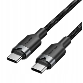 Vention Braided USB 2.0 Cable USB-C male - USB-C 60W PD Μαύρο 1m TRDBF