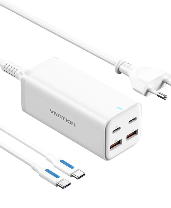 Vention Βάση Φόρτισης με 2 Θύρες USB-A και 2 Θύρες USB-C 100W Power Delivery / Quick Charge 3.0 σε Λευκό χρώμα (FBSWG-EU)