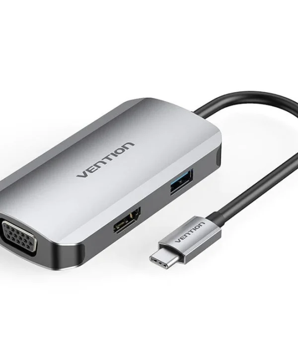 Vention USB-C Docking Station με HDMI 4K PD και σύνδεση 2 Οθονών Γκρι (TOAHB)