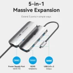 Vention TQDHB USB-C Docking Station με HDMI 4K PD Ασημί - Image 8