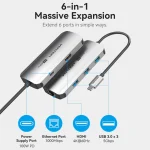 Vention USB-C Docking Station με HDMI 4K PD Γκρι (TOFHB) - Image 8