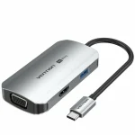Vention TQAHB USB-C Docking Station με HDMI 4K PD Ethernet και σύνδεση 2 Οθονών Γκρι