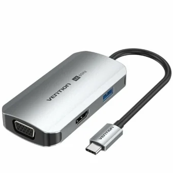 Vention TQAHB USB-C Docking Station με HDMI 4K PD Ethernet και σύνδεση 2 Οθονών Γκρι