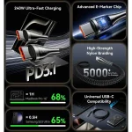 Vention USB 2.0 Cable USB-C male - USB-C 240W PD Μαύρο 1.2m CTYBAV - Image 3