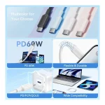 Vention Power Data Cable Usb Type-c M To Usb Type-c M 1m 480 Mbps 60w Pvc White TRCWF - Image 3