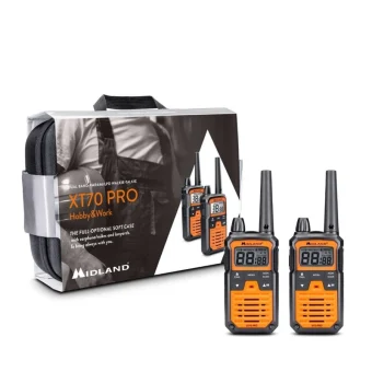 Midland XT70 Pro Hobby & Work Ασύρματος Πομποδέκτης PMR 0.5W με Μονόχρωμη Οθόνη Σετ 2τμχ Σε Πορτοκαλί Χρώμα 100583691