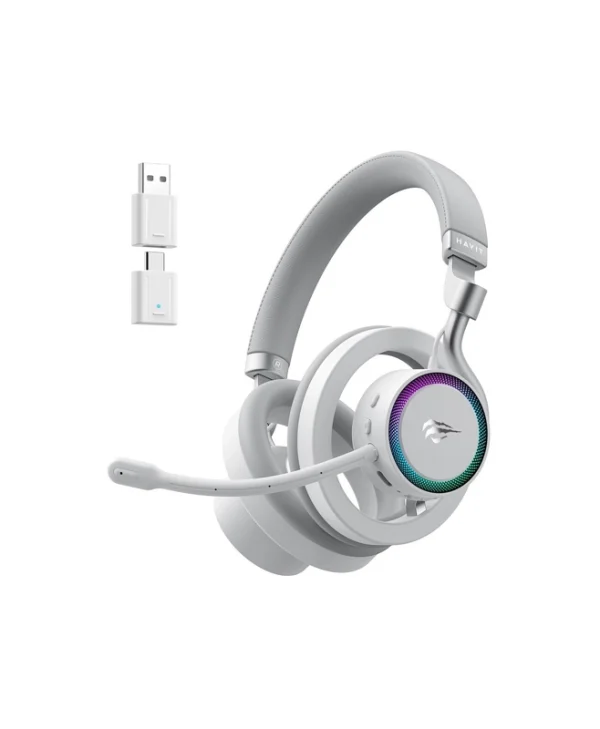 Havit Fuxi-H8 Ασύρματο On Ear Gaming Headset με σύνδεση 3.5mm / USB Λευκό for Nintendo Switch / PC / PS4 / PS5