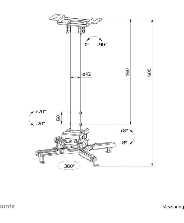 Neomounts Βάση Projector Οροφής Λευκή CL25-540WH1