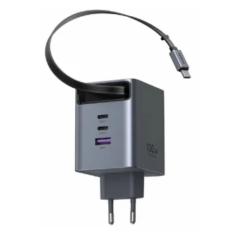 Ugreen Φορτιστής GaN με Θύρα USB-A και 2 Θύρες USB-C και Καλώδιο USB-C 100W Power Delivery Γκρι (X616) 65828