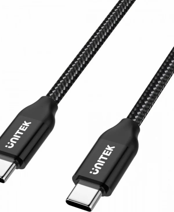 Unitek Braided USB 2.0 Cable USB-C male - USB-C 100W PD Μαύρο 2m C14059BK