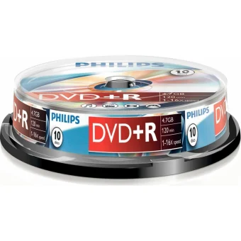 Philips Εγγράψιμα DVD+R 16x 4.7GB Cake Box 10τμχ DR4S6B10F/00