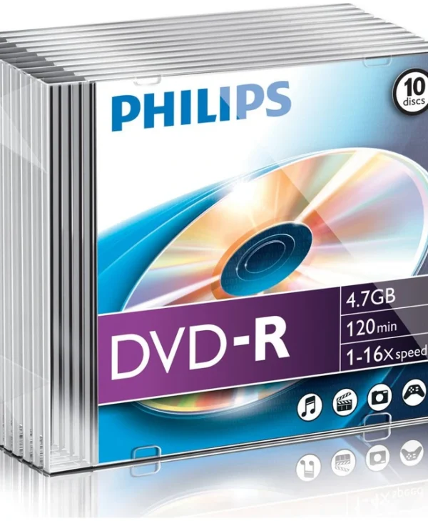 Philips Εγγράψιμα DVD-R 16x 4.7GB 10τμχ DM4S6S10F/00