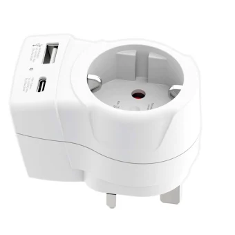 Skross United Kingdom Type G Travel Adapter Usb-a Usb-c 20w White 1.500283-E