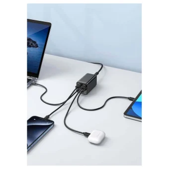 eSTUFF Βάση Φόρτισης με 2 Θύρες USB-A και 2 Θύρες USB-C 65W σε Μαύρο χρώμα (ES635200)