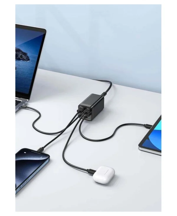 eSTUFF Βάση Φόρτισης με 2 Θύρες USB-A και 2 Θύρες USB-C 65W σε Μαύρο χρώμα (ES635200)