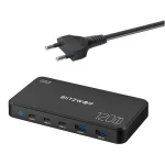 BlitzWolf Βάση Φόρτισης GaN με 2 Θύρες USB-A και 3 Θύρες USB-C 120W Power Delivery / Quick Charge 3.0 σε Μαύρο χρώμα (BW-i100) 32170570