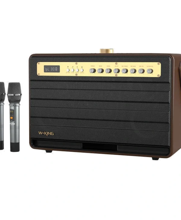 W-King Ηχείο Karaoke με Ασύρματα Μικρόφωνα K6L Καφέ K6L-BRN