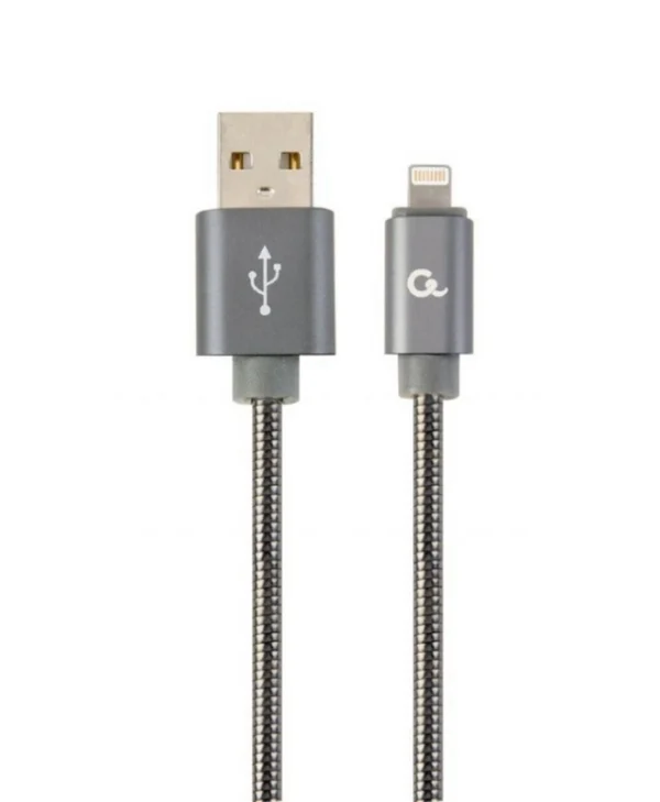Cablexpert Braided USB to Lightning Cable Γκρι 2m (CC-USB2S-AMLM-2M-BG)
