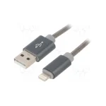 Cablexpert Braided USB to Lightning Cable Γκρι 2m (CC-USB2S-AMLM-2M-BG) - Image 4
