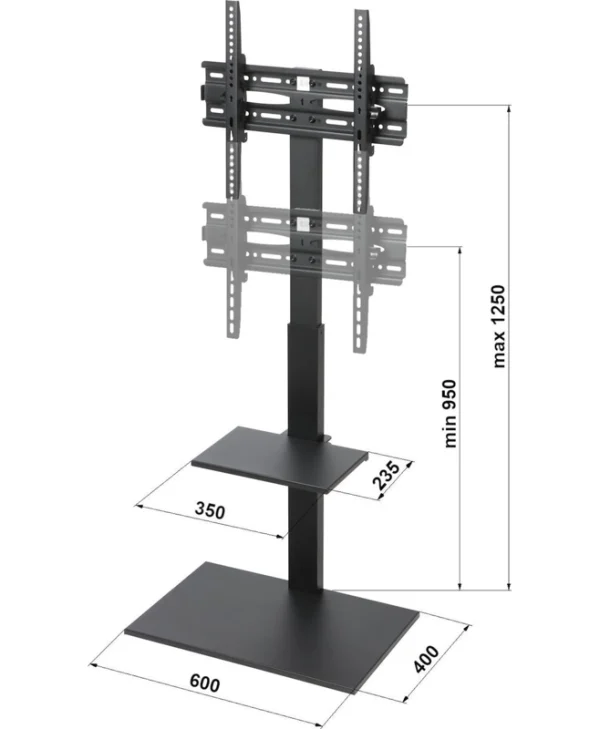 Brateck BRATECK-FS22-44TP Βάση Τηλεόρασης Δαπέδου έως 55" Μαύρο