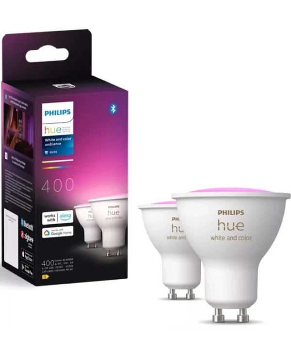 Philips Smart Λάμπες LED 4.2W για Ντουί GU10 RGBW 400lm Dimmable 2τμχ 929003666502