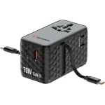 Verbatim Φορτιστής GaN με Θύρα USB-A και Θύρα USB-C και Καλώδιο USB-C 70W Power Delivery / Quick Charge 4+ Μωβ (Charge 'n' Travel) 30186