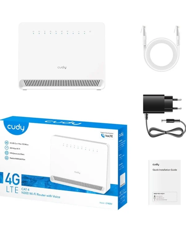 Cudy N300 Ασύρματο 4G Φορητό Hotspot Wi‑Fi 4 με 3 Θύρες LT400V