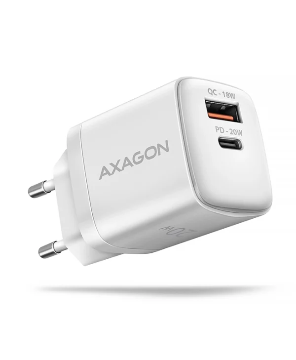 Axagon Φορτιστής Χωρίς Καλώδιο με Θύρα USB-A και Θύρα USB-C 20W Power Delivery / Quick Charge 2.0 / Quick Charge 3.0 / Quick Charge 4+ Λευκός (ΑCU-ΡQ20W) ACU-PQ20W