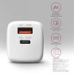 Axagon Φορτιστής Χωρίς Καλώδιο με Θύρα USB-A και Θύρα USB-C 20W Power Delivery / Quick Charge 2.0 / Quick Charge 3.0 / Quick Charge 4+ Λευκός (ΑCU-ΡQ20W) ACU-PQ20W - Image 2