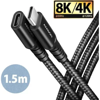 Axagon Braided USB 2.0 Cable USB-C male - USB-C female 240W PD Μαύρο 1.5m BUCM32-CF15AB 100046979
