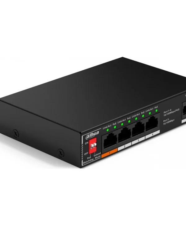 Dahua SF1005P Unmanaged L2 PoE+ Switch με 4 Θύρες Gigabit (1Gbps) Ethernet